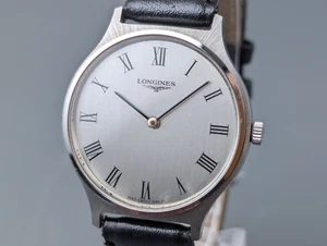 [N Mint] Vintage Longines Silver Roman Dial Manual Wind Men's Watch - Picture 1 of 18