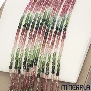 NATURAL TOURMALINE GEMSTONE DROP SHAPE FACETED BEADS 14" STRAND WP0010F - Picture 1 of 4