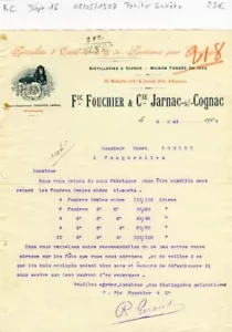 Dépt 16 - Jarnac sous Cognac - Petite Entête d'une Distillerie du 08/05/1907 - Picture 1 of 1