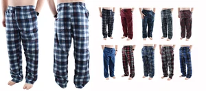 Mens Pajama Pants Fleece Soft Plaid Casual Lounge Sleep Bottoms with Pockets - Picture 1 of 23