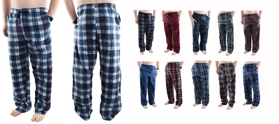 Pantalones de pijama para hombre de vellón suaves a cuadros informales salón dormir con bolsillos Foto 1 de 4