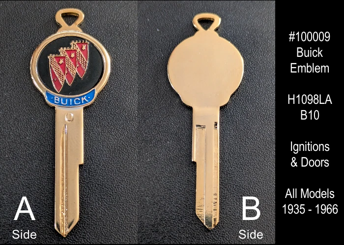 Vintage NOS Buick Gold Plated Key Blank H1098LA B10 All Models 1935 - 1966 - Image 1 of 4