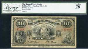 Canada 1935 Banca della Nuova Scozia 10 Dollari Leegacy 20 VF - Foto 1 di 2