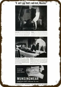 1944 MUNSINGWEAR MEN UNDERWEAR Vintage Look METAL SIGN - HOME FRONT & MUSCLES - Picture 1 of 1