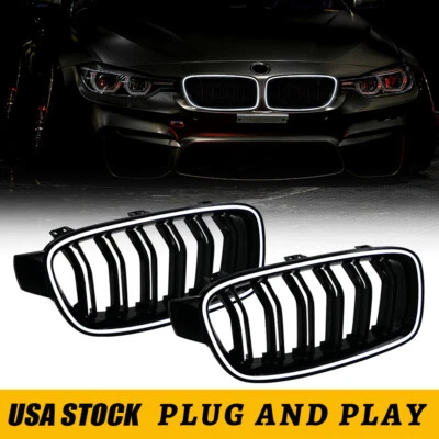 LED Light Front Kidney Grille Grill For BMW 3 Series F30 Grille Lights 2013-2018 Foto 1 de 4