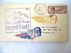 US Stamp #C16 1931 Air Mail Rotary Press 5 Cent Violet National Air Race Cover - Picture 1 of 9