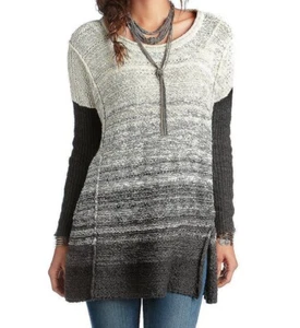 Free People Oversized Lagenlook Loose Knit Ombré Sweater Side Split Size XS/S - Picture 1 of 16