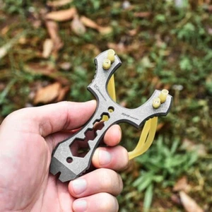 EDC Outdoor Titan Steinschleuder Katapult Slingbow Bogenschießen Bogen Flach Gummiband - Bild 1 von 14