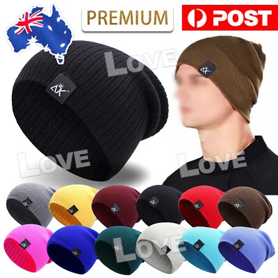 Mens Knitted Winter Slouch Skateboard Beanie Men Hat Ski Cap Warm Outdoor Black - image 1 of 4
