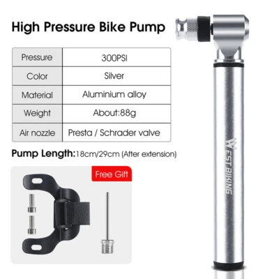 WEST BIKING Mini Bike Pump Bicycle Dual Hand Air Ball Pump Inflator 300PSI - Image 1 of 4