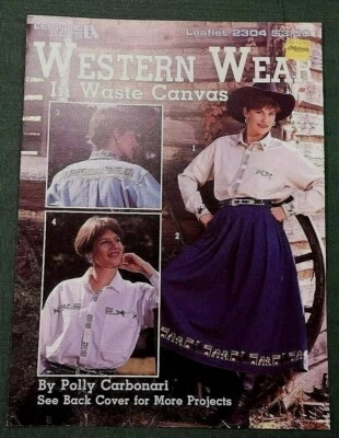 WASTE CANVAS WESTERN WEAR RODEO FLAG STAR CROSS STITCH PATTERN FREE SHIPPING   - Image 1 of 2