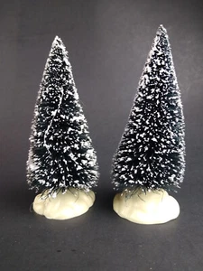 Lemax Green Flocked Bottle Brush Tree Plastic Base Christmas Village Lot - Picture 1 of 6