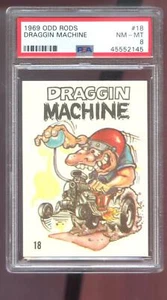 1969 Donruss Odd Rods #18 Draggin Machine PSA 8 Graded Sticker Card Odd Rod - Picture 1 of 2