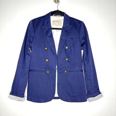 Banana Republic Double Breasted Cotton Blazer Navy Blue Sailor Nautical Size 6 - Image 1 of 4
