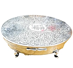 Antique Sterling Footed C S C Co Oval Trinket Jewelry Box Birmingham 1925 Lined - Picture 1 of 13