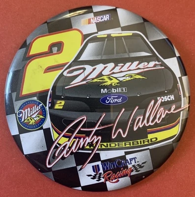 1995 Rusty Wallace Miller #2 NASCAR Winston Cup Series Racing Vintage Button Pin - Image 1 of 3