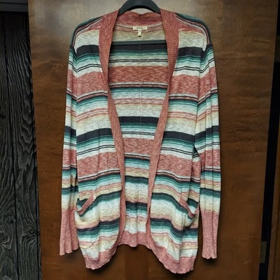 Cárdigan suéter ligero manga larga a rayas Maurices para mujer talla 3 Foto 1 de 4