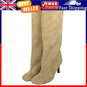 Women Knee High Boots Wide Calf Stiletto Boots for Outdoor Travel (Beige 39) . - Picture 1 of 7