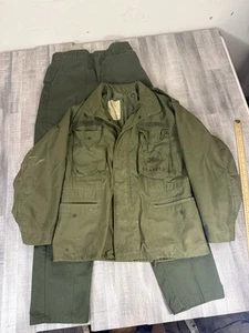 Vintage Sea Bees US Navy 3 Piece Military Uniform - Shirt M65 Field Jacket Pants - Picture 1 of 16