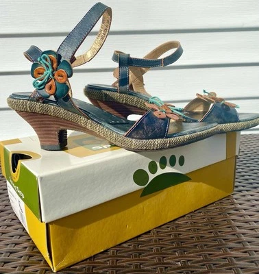 Spring Step Tarragon 7.5-8 (UK 38) multi color Leather Floral Sandals Heels - Image 1 of 4