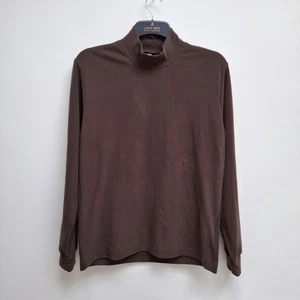 uniqlo long sleeve polo neck top fleece brown size M womens - Picture 1 of 6