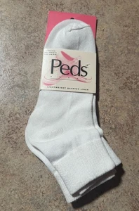 Confezione 3 calzini bianchi leggeri vintage PEDS fodera quarto scarpa donna misura 5-10 - Foto 1 di 2