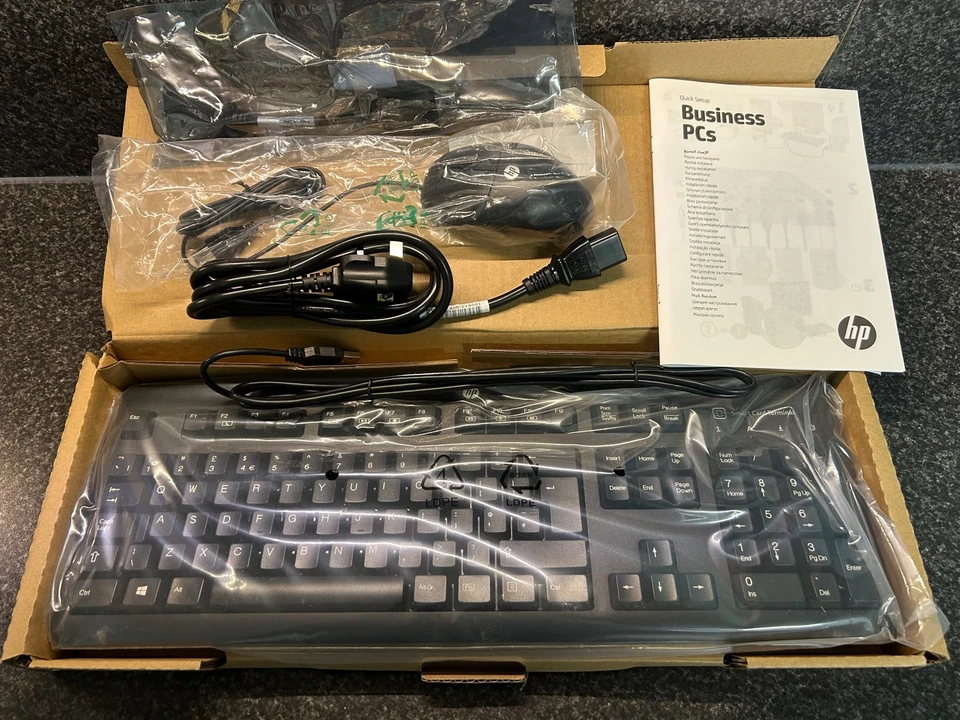 HP Keyboard And Mouse. USB. Comes With Kettle Power Lead. Never Removed From Box - Image 1 of 4