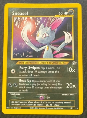 Sneasel 25/111 Neo Genesis Rare WOTC Pokemon HP - Image 1 of 2
