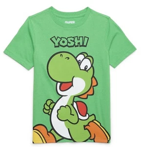 Super Mario Brothers Yoshi Boys Green Short Sleeve T-Shirt Large (10-12) NWT - Picture 1 of 4