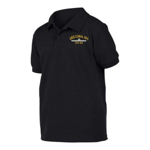 Military USS CORAL SEA CV-43 BATTLESHIP Black Polo Shirt Poloshirt - Bild 1 von 2