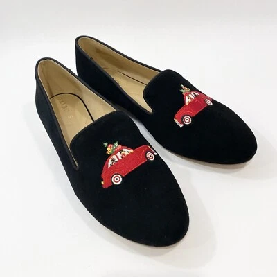 Mocasín Talbots Ryan 8,5 M Negro Gamuza Sin Cordones Bordado Rojo Coche Vacaciones ¡LEER! Foto 1 de 4