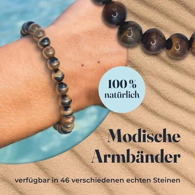 Armband Schmuck Edelstein Perlenarmband Heilstein Powerarmband Kugel 8 mm - Bild 1 von 4