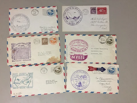 Six '30 US first flight covers Cover
