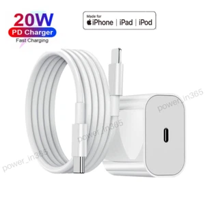 For iPhone 13 12 11 XR 8 iPad USB C Fast Charger Plug PD 20W Power Adapter Cord - Picture 1 of 17