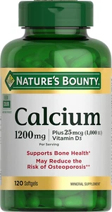 Nature's Bounty Calcium & Vitamin D, Supports Immune & Bone Health, 120 Softgels - Picture 1 of 8