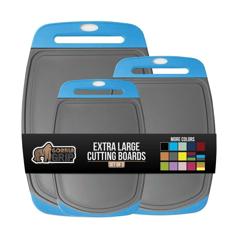 Gorilla Grip Cutting Board - Set of 3 (Aqua Gray)