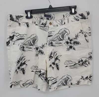 Pantalones Cortos Club Room Para Hombre 38 Negro Blanco Hawaiano Floral Bermudas Playa Foto 1 de 4