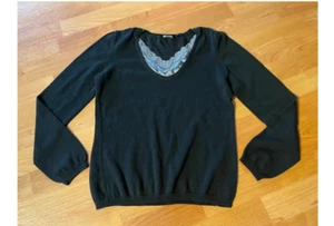 Damen Daisy Fuentes Petites Strick Oberteil Langarm Gr. PS Schwarz Lagenlook Spitze - Bild 1 von 3