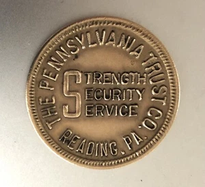 VTG Brass Token: Pennsylvania Trust Co. Reading Pa; Good for 50 Cts. New Account - Picture 1 of 2