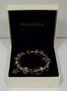 Pandora Silber Armband + 17 Charms 7,25" Santa Bär Frosch Eule Katze Klavier Herz - Bild 1 von 4
