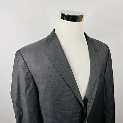 Casaco esportivo Burberry London 42R cinza marrom xadrez 100% lã dois botões ventilação dupla - Imagem 1 de 4