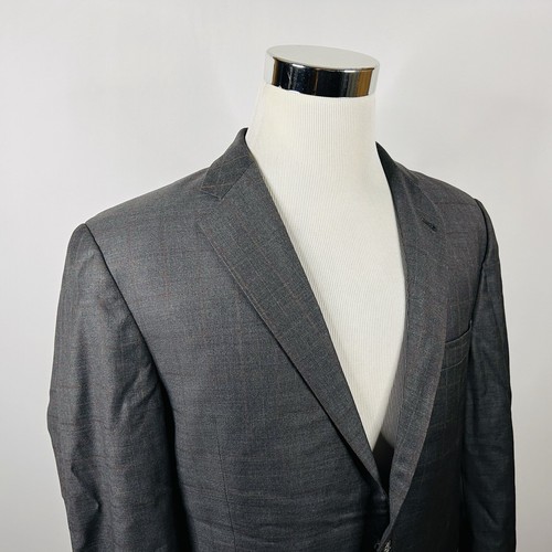 Cappotto sportivo Burberry London 42R grigio marrone a quadri 100% lana due bottoni doppio sfiato