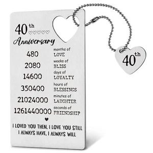 Metal Engraved 40th 40 Year Wedding Anniversary Wallet Card Gifts Decorations... - Picture 1 of 7