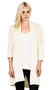 NWT WOMENS VOLCOM BLACK SHEEP CARDIGAN $75 XS/S frozen bone fringe sweater - Picture 1 of 3