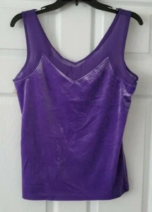 $59 NWT INC Womens V-Neck Purple Velvet Yoke Tank Shirt Top Size S Small - Picture 1 of 3