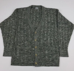 Vintage 90s Basic Editions Grey Pattern Knit Cardigan Sweater Vtg 1990s USA - Picture 1 of 5