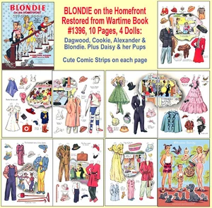 Blondie on the Homefront 1943, libro de muñecas de papel, restaurado ~ sin cortar 10 páginas #1396 - Imagen 1 de 1