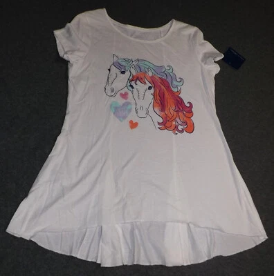 Faded Glory - White Best Friends Horses Sharkbite Tunic Top - Sz XL 14-16 - NWT! - Image 1 of 2