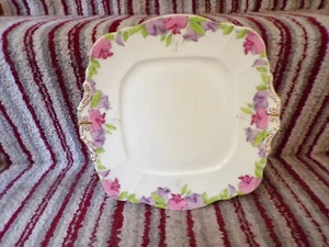 Paragon Fine Bone China ‘Sweet Pea’ design, Cake Plate. Rare. 24CM SQUARE - Picture 1 of 3
