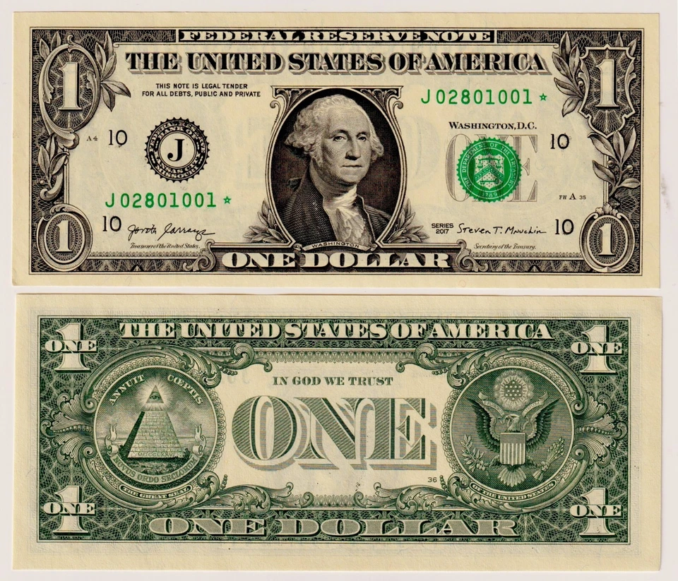 USA  $1 Federal Reserve 2017 P-544 "J" Kansas MO - UNC Star / Replacement Note - Image 1 of 4